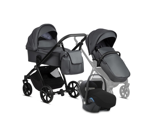 Tutis MIO leather Dark gray 021 Baby stroller 3 in 1