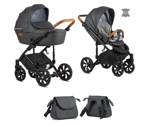 TUTIS Viva Life Leather Edition Shadow Grey 087 Bērnu rati 2in1