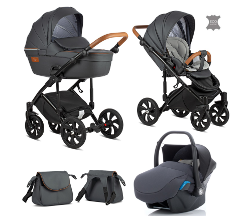 TUTIS Viva Life Leather Edition Shadow grey 087 Bērnu ratiņi 3in1