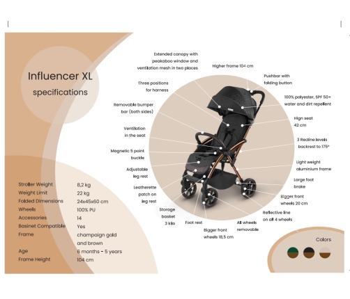 Cochecito Leclerc Baby Influencer XL negro marrón