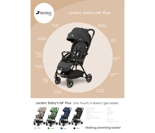 Cochecito Leclerc Baby Magic Fold Plus Negro