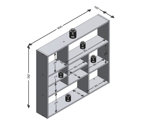 FMD Estantería de pared con 9 compartimentos roble envejecido y blanco