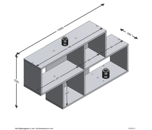 FMD Estantería de pared con 4 compartimentos roble y blanco brillante