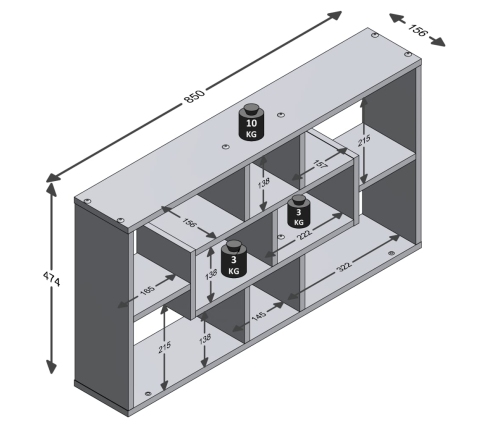 FMD Estantería de pared rectangular 8 compartimentos color roble