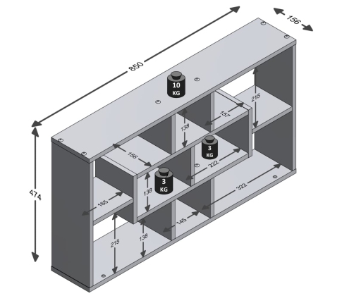 FMD Estantería de pared rectangular 8 compartimentos color roble arena