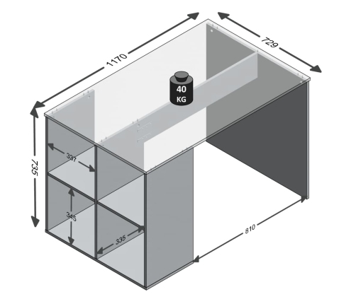 FMD Escritorio con estantes laterales blanco 117x72,9x73,5 cm