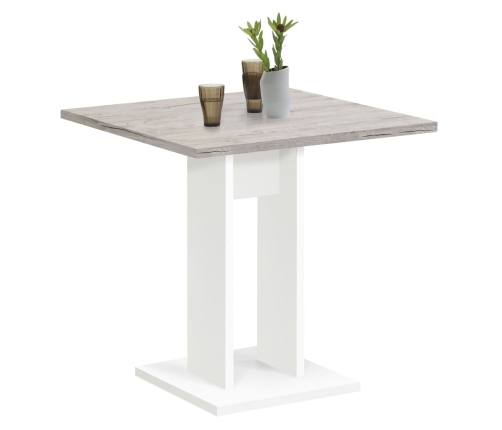 FMD Mesa de comedor color roble arena y blanco 70 cm