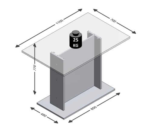 FMD Mesa de comedor gris hormigón 110 cm