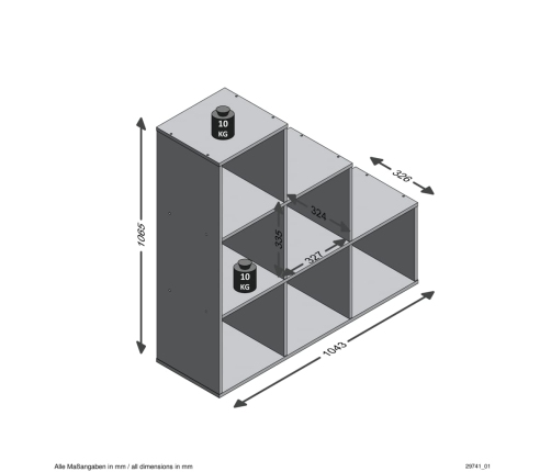 FMD Estantería 6 compartimentos color roble arena 104,3x32,6x106,5 cm