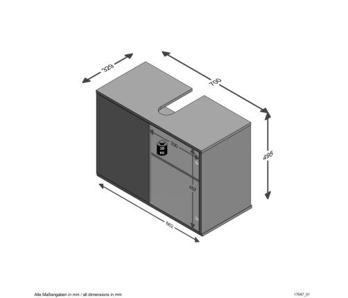 FMD Armario para lavabo blanco 70x32,9x49,5 cm