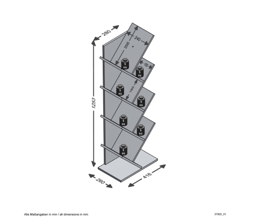 FMD Estantería geométrica de pie blanca