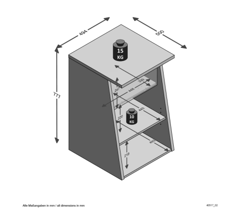 FMD Mesita gaming auxiliar 2 compartimentos abiertos 49,4x50x77,7 cm