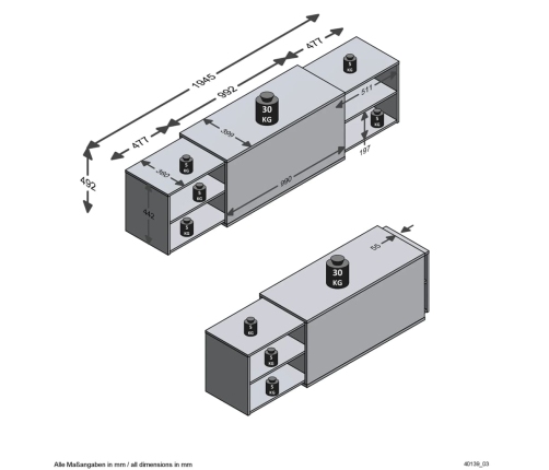 FMD Mueble para TV negro y roble artesanal 194,5x39,9x49,2 cm