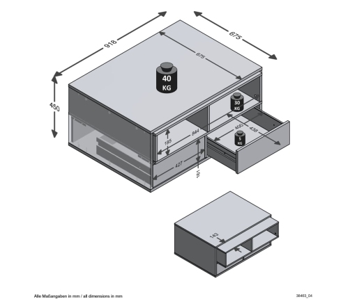 FMD Mesa de centro con 2 compartimentos roble y blanco 91,8x71,5x45 cm