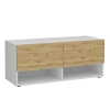 FMD Banco de almacenaje con 2 cajones roble y blanco 108,9x41,7x46,1cm