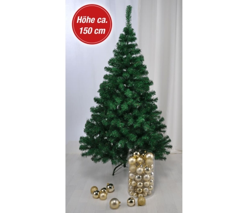 HI Árbol de Navidad con soporte de metal verde 150 cm