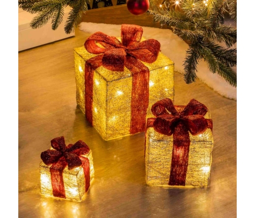 HI Cajas regalo navideñas decorativas iluminación LED 3 piezas