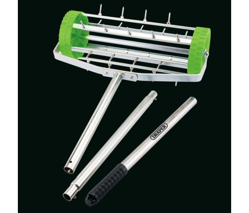 Draper Tools Aireador de césped de rodillo con pinchos verde 450 mm