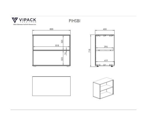 Vipack Librería Pino 2 niveles madera blanco