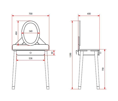 Vipack Mesa tocador para niños Billy con espejo madera blanco