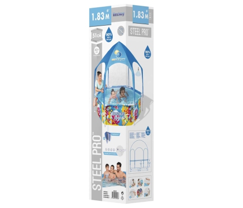 Bestway Piscina elevada para niños acero protección UV 183x51 cm