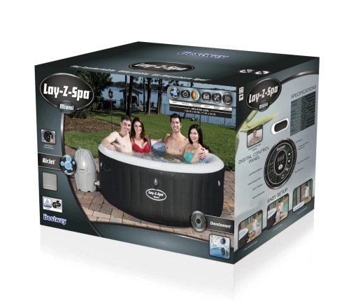 Bestway Bañera de hidromasaje hinchable Miami Air Jet serie Lay-Z-Spa