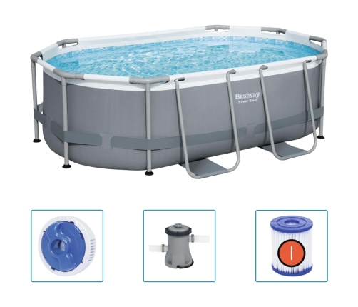 Bestway Piscina sobre el suelo ovalada Power Steel 305x200x84 cm