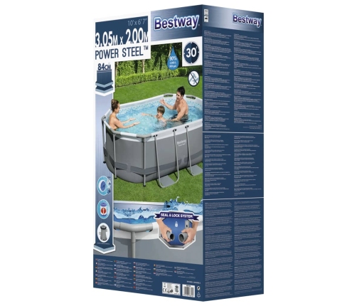 Bestway Piscina sobre el suelo ovalada Power Steel 305x200x84 cm