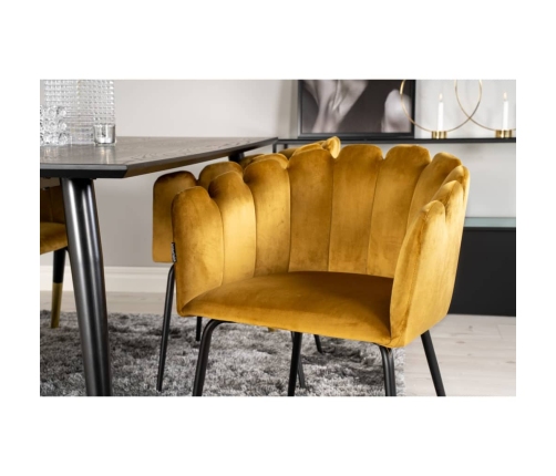 Venture Home Silla de comedor Limhamn terciopelo negro y amarillo