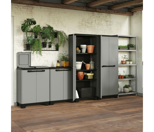 Keter Mueble bajo de almacenamiento Planet gris y negro