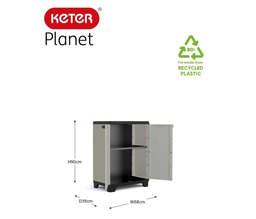 Keter Mueble bajo de almacenamiento Planet gris y negro