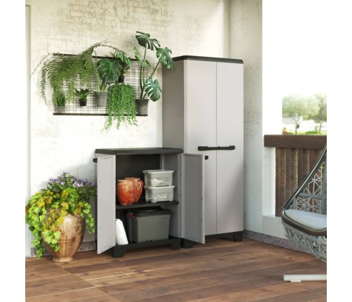 Keter Mueble bajo de almacenamiento Planet gris y negro