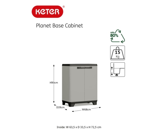 Keter Mueble bajo de almacenamiento Planet gris y negro