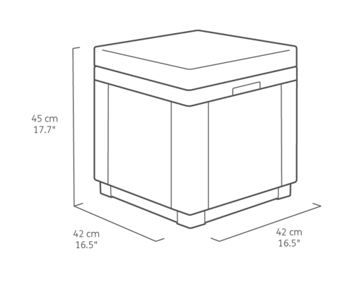 Keter Puf cubo de almacenamiento con cojín grafito