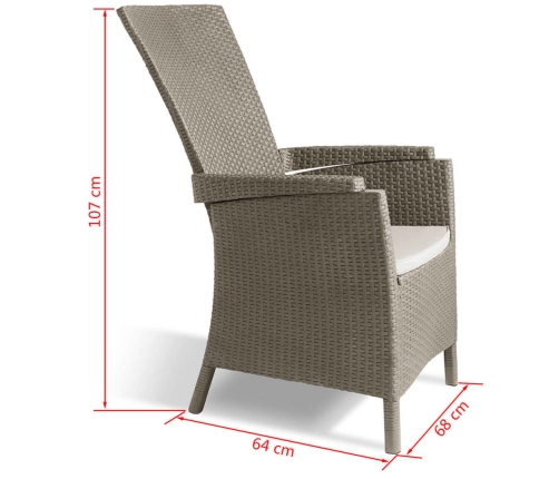 Keter Silla de jardín reclinable Vermont capuchino 238449