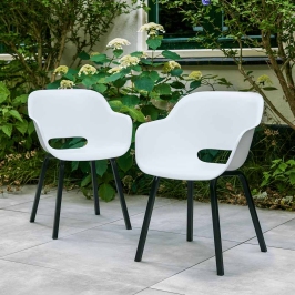 Silla de jardín Keter con patas de metal "Noa" 2 uds blanco