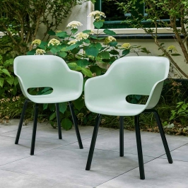 Silla de jardín Keter con patas de metal "Noa" 2 piezas verde vintage