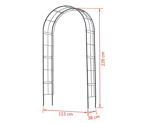 Nature Arco para jardín de metal negro 229x38x113 cm