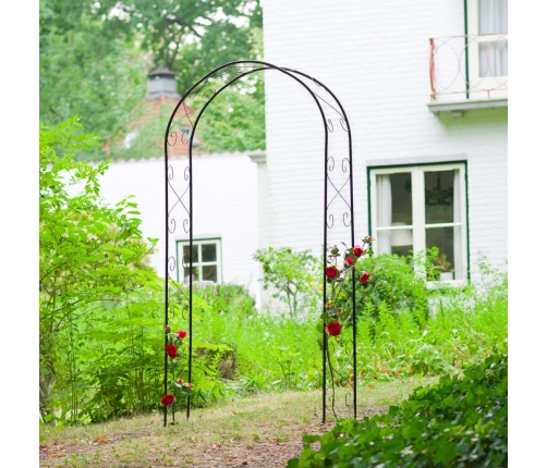 Nature Arco de jardín de metal negro 100x37x230 cm