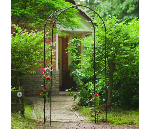 Nature Arco de jardín de metal negro 100x37x230 cm