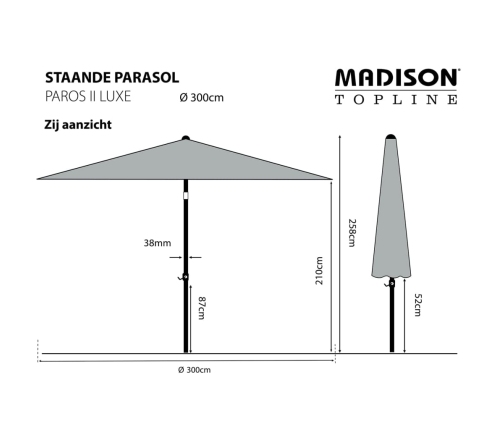 Madison Sombrilla Paros II Luxe gris 300 cm