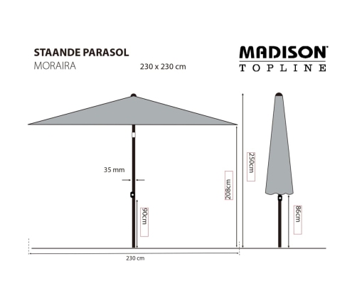 Madison Sombrilla de jardín Moraira verde 230x230 cm