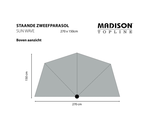 Madison Sombrilla para terraza Sun Wave 270x150 cm azul zafiro