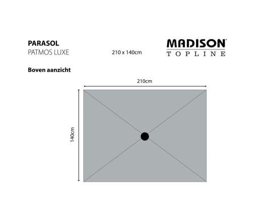 Madison Sombrilla de jardín rectangular Patmos Luxe gris 210x140 cm