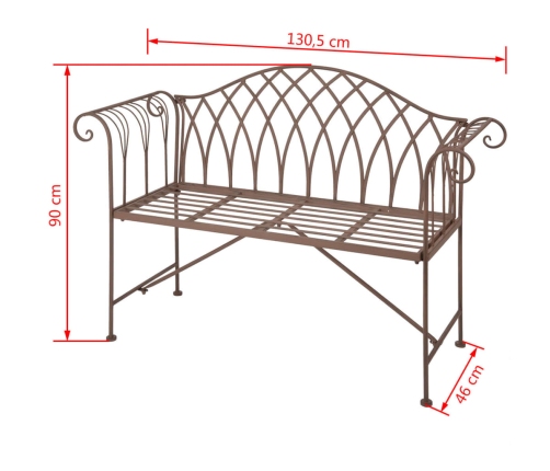 Esschert Design Banco de jardín de metal estilo inglés antiguo MF009