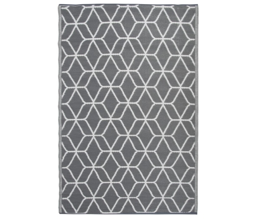 Esschert Design Alfombra de exterior 180x121 cm gris y blanco OC25