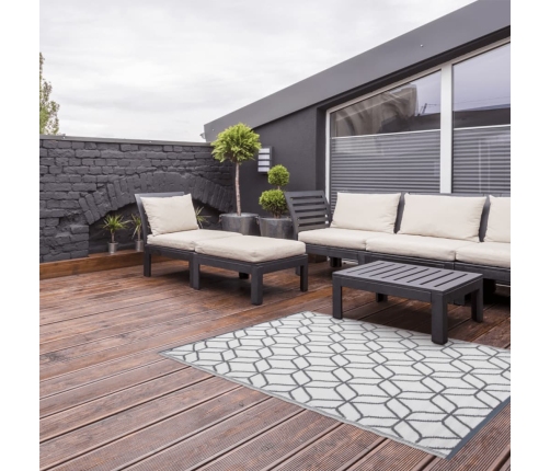 Esschert Design Alfombra de exterior 180x121 cm gris y blanco OC25