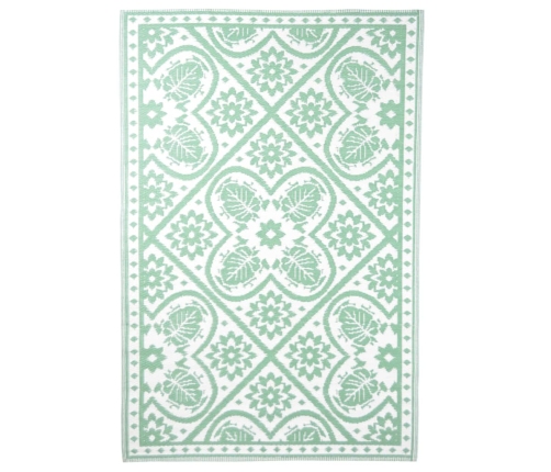 Esschert Design Alfombra de exterior azulejos verde blanco 182x122 cm