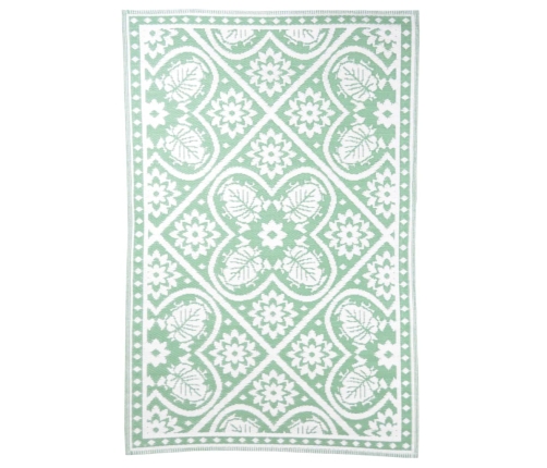 Esschert Design Alfombra de exterior azulejos verde blanco 182x122 cm