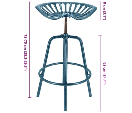 Esschert Design Taburete con forma de asiento de tractor azul